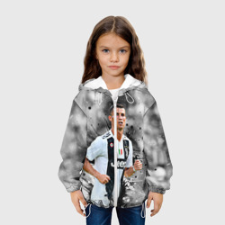 Куртка с принтом Криштиану Роналду для ребенка, вид на модели спереди №3. Цвет основы: белый