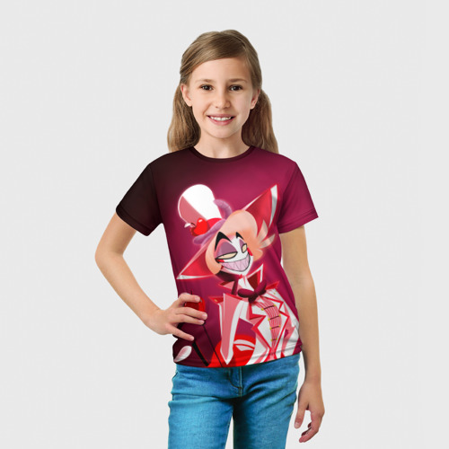 Детская футболка 3D с принтом Hazbin Hotel, вид сбоку #3