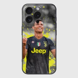 Чехол для iPhone 16 Pro силиконовый с защитой камеры Криштиану Роналду Juventus
