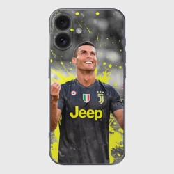 Чехол для iPhone 16 силиконовый с защитой камеры Криштиану Роналду Juventus