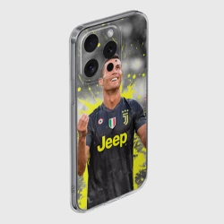 Чехол для iPhone 15 Pro силиконовый с защитой камеры Криштиану Роналду Juventus - фото 2