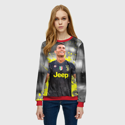 Женский свитшот 3D с принтом Криштиану Роналду Juventus, фото на моделе #1