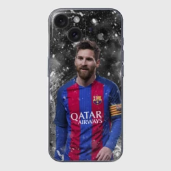 Чехол для iPhone 15 силиконовый с защитой камеры Лео Месси