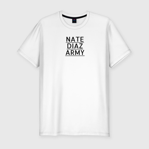 Мужская приталенная футболка из хлопка с принтом Nate Diaz army, вид спереди №1