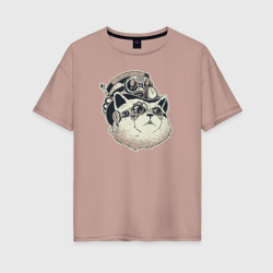 Женская футболка хлопок Oversize Кот Steampunk