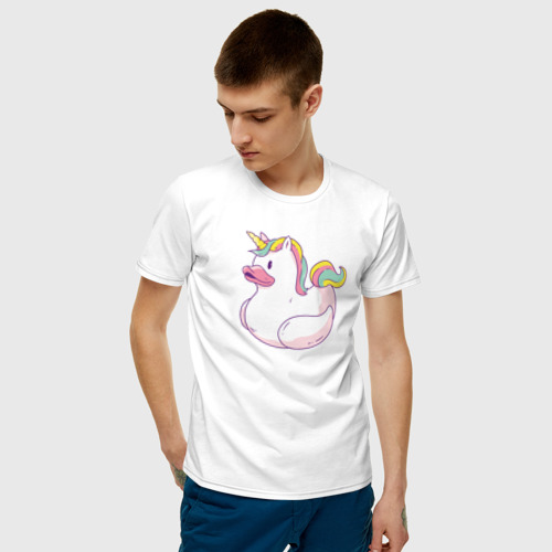 Мужская футболка хлопок Уточка Единорог, цвет белый - фото 3