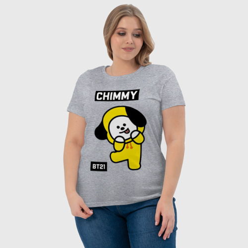 Женская футболка хлопок Chimmy BT21, цвет меланж - фото 6