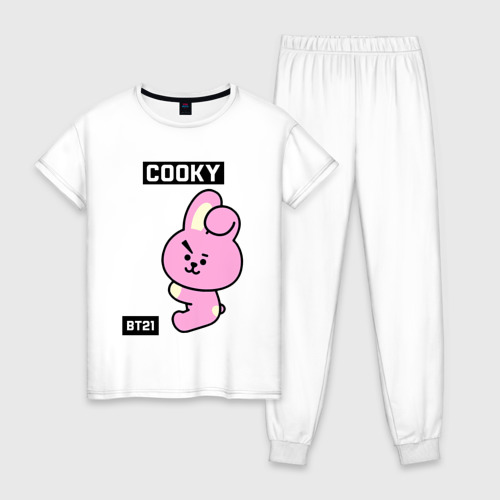 Женская пижама из хлопка с принтом Cooky BT21, вид спереди №1