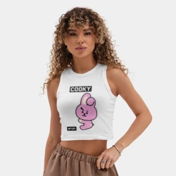 Женская укороченная майка-топ хлопок Cooky BT21 - фото 2