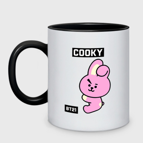 Кружка двухцветная Cooky BT21, цвет белый + черный