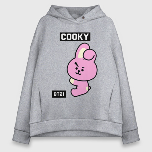 Женское худи Oversize хлопок Cooky BT21, цвет меланж