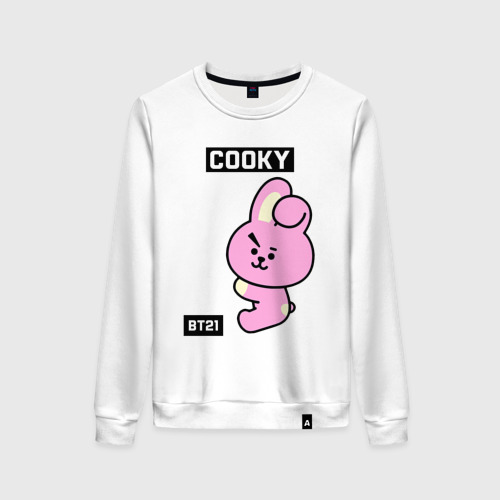 Женский свитшот хлопок Cooky BT21, цвет белый