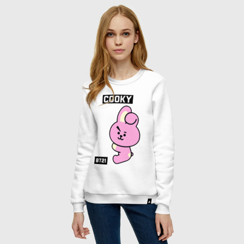 Женский свитшот хлопок Cooky BT21, цвет белый - фото 3