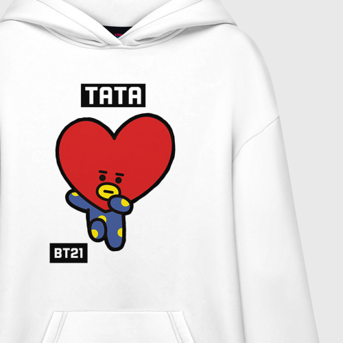 Худи SuperOversize хлопок Tata BT21, цвет белый - фото 3