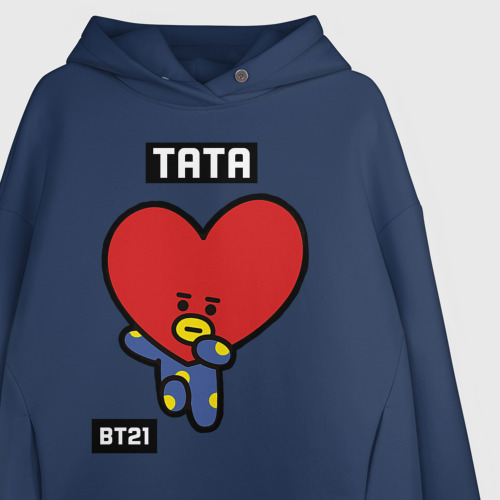 Женское худи Oversize хлопок Tata BT21, цвет темно-синий - фото 3