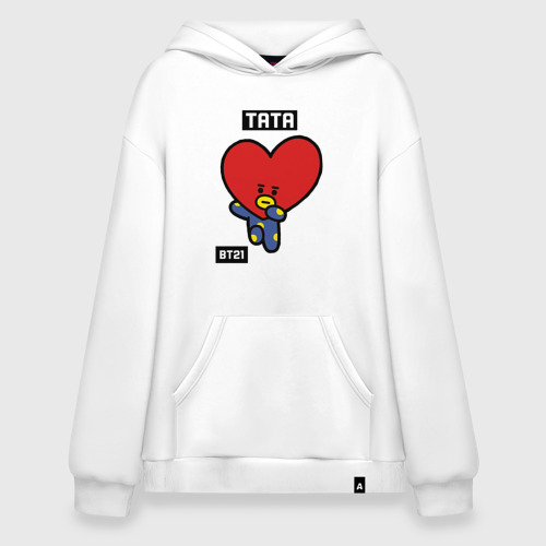 Худи SuperOversize хлопок Tata BT21, цвет белый