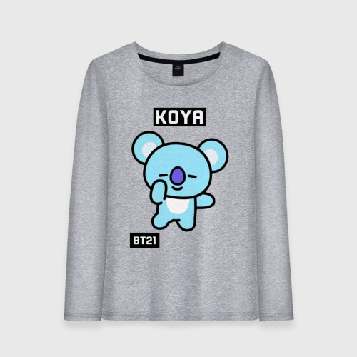 Женский лонгслив хлопок с принтом KOYA BT21, вид спереди #2