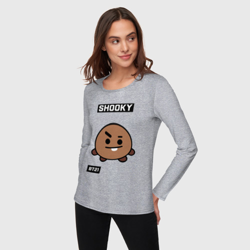 Женский лонгслив хлопок Shooky BT21, цвет меланж - фото 3