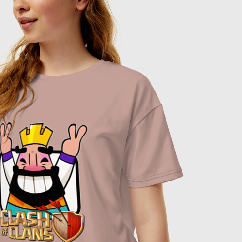 Женская футболка хлопок Oversize Clash of Clans, цвет пыльно-розовый - фото 3