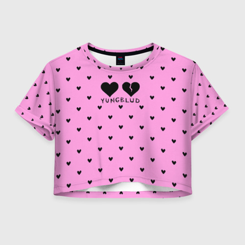 Женская футболка Crop-top 3D Yungblud hearts, цвет 3D печать