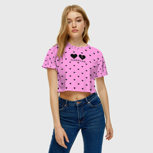Женская футболка Crop-top 3D Yungblud hearts, цвет 3D печать - фото 4