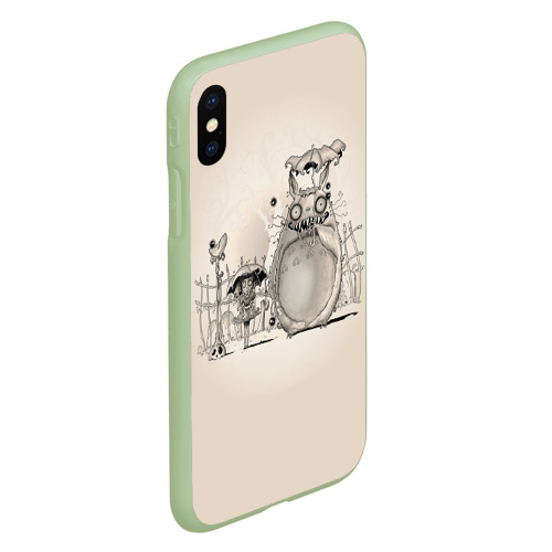 Чехол для iPhone XS Max матовый My Neighbor Totoro забор, цвет салатовый - фото 3