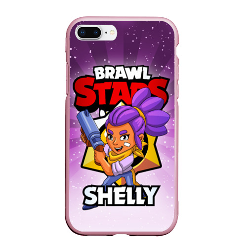 Чехол для iPhone 7Plus/8 Plus матовый BRAWL STARS SHELLY, цвет розовый