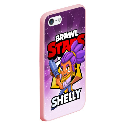 Чехол для iPhone 5/5S матовый BRAWL STARS SHELLY, цвет баблгам - фото 3