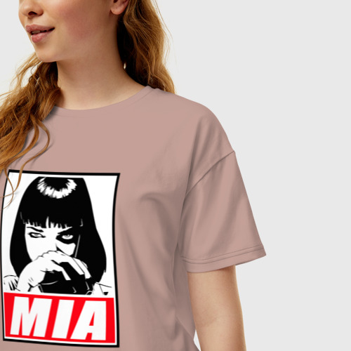 Женская футболка хлопок Oversize с принтом Mia Pulp Fiction, фото на моделе #1