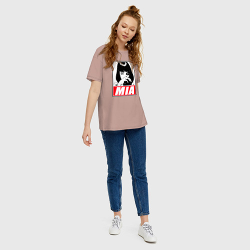 Женская футболка хлопок Oversize с принтом Mia Pulp Fiction, вид сбоку #3