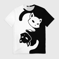 Мужская футболка 3D Два кота кувыркаются