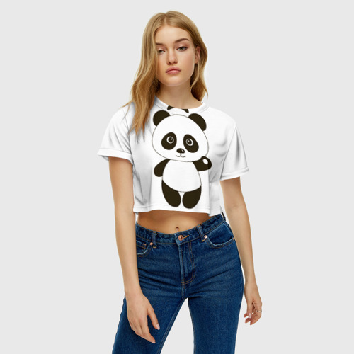 Женская футболка Crop-top 3D Панда, цвет 3D печать - фото 3