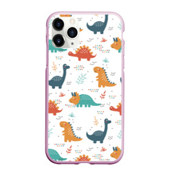 Чехол для iPhone 11 Pro Max матовый Милые динозавры