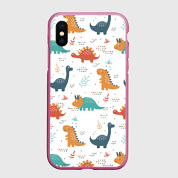 Чехол для iPhone XS Max матовый Милые динозавры