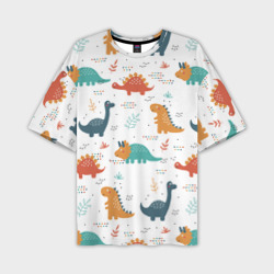 Мужская футболка oversize 3D Милые динозавры