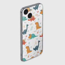 Чехол для iPhone 15 силиконовый с защитой камеры Милые динозавры - фото 2