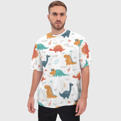 Мужская футболка oversize 3D Милые динозавры - фото 2