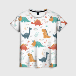 Женская футболка 3D Милые динозавры