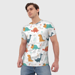 Мужская футболка 3D Милые динозавры - фото 2