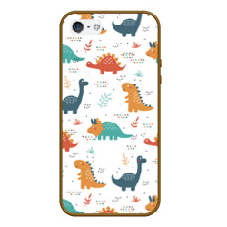 Чехол для iPhone 5/5S матовый Милые динозавры