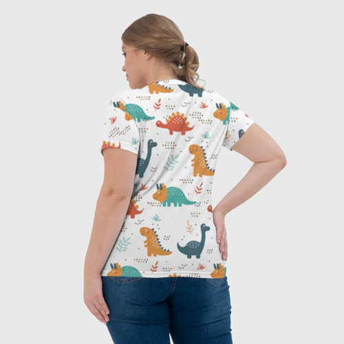 Женская футболка 3D Милые динозавры, цвет 3D печать - фото 7