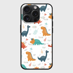Чехол силиконовый для Apple iPhone 15 Pro матовый Милые динозавры