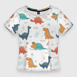 Женская футболка 3D Slim Милые динозавры
