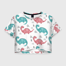 Женская футболка Crop-top 3D Милые динозаврики