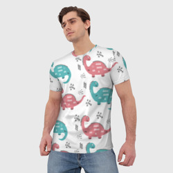 Мужская футболка 3D Милые динозаврики - фото 2