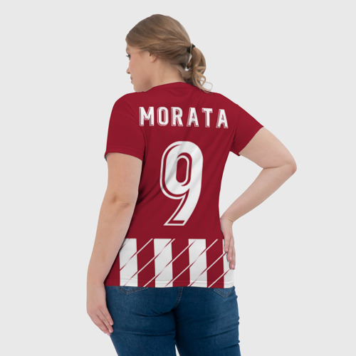 Женская футболка 3D с принтом Альваро Мората Атлетико, вид сзади #2