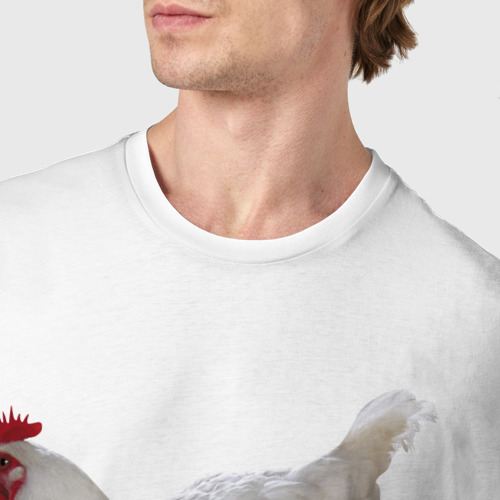 Мужская футболка хлопок Белая курица, цвет белый - фото 6