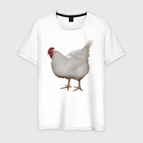Мужская футболка хлопок Белая курица, цвет белый