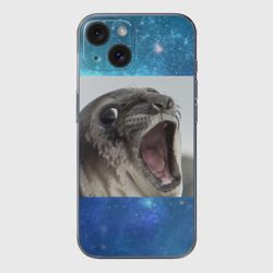 Чехол для iPhone 15 силиконовый с защитой камеры Тюлень