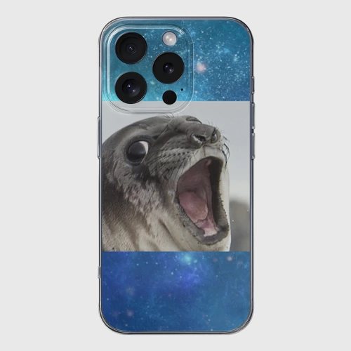 Чехол для iPhone 16 Pro Max силиконовый с защитой камеры Тюлень